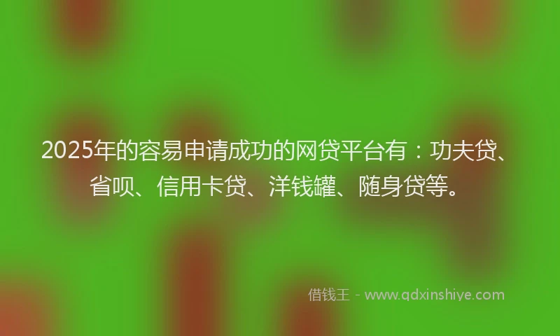 2025年的容易申请成功的网贷平台有:功夫贷、省呗、信用卡贷、洋钱罐、随身贷等。