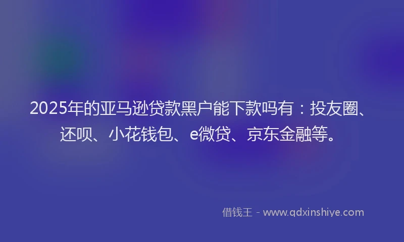 2025年的亚马逊贷款黑户能下款吗有：投友圈、还呗、小花钱包、e微贷、京东金融等。