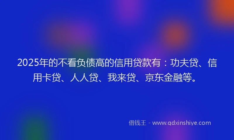2025年的不看负债高的信用贷款有：功夫贷、信用卡贷、人人贷、我来贷、京东金融等。