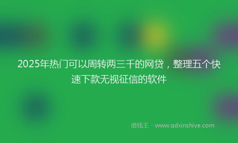 2025年热门可以周转两三千的网贷，整理五个快速下款无视征信的软件