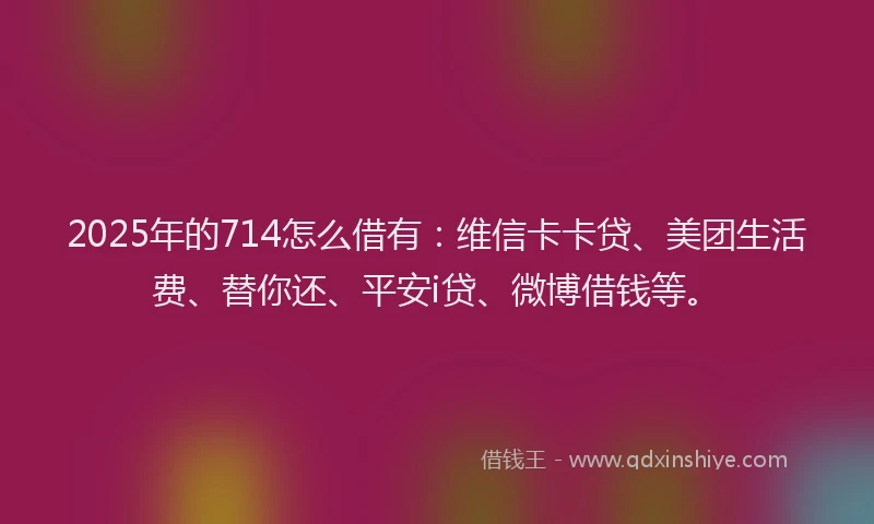 2025年的714怎么借有：维信卡卡贷、美团生活费、替你还、平安i贷、微博借钱等。
