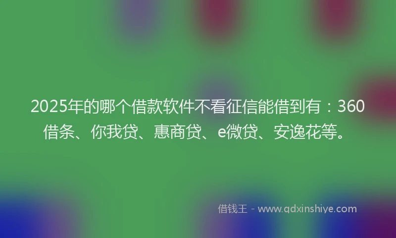 2025年的哪个借款软件不看征信能借到有：360借条、你我贷、惠商贷、e微贷、安逸花等。