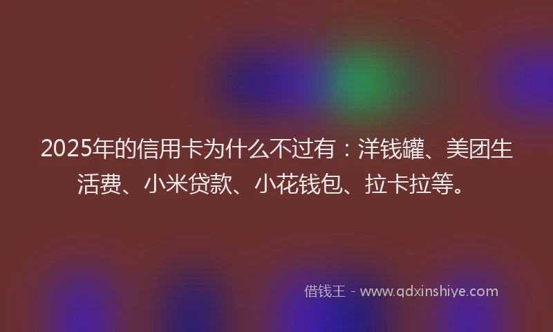 2025年的信用卡为什么不过有：洋钱罐、美团生活费、小米贷款、小花钱包、拉卡拉等。