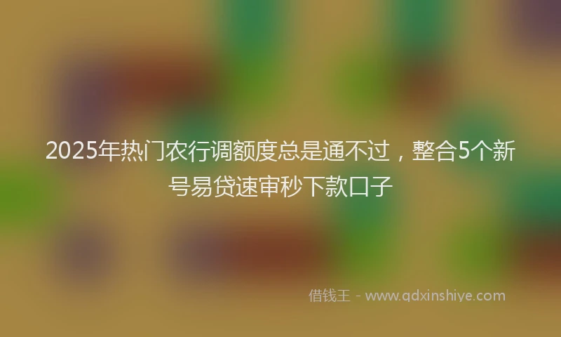 2025年热门农行调额度总是通不过，整合5个新号易贷速审秒下款口子