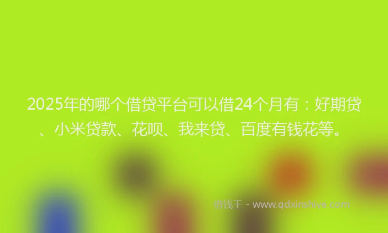 2025年的哪个借贷平台可以借24个月有：好期贷、小米贷款、花呗、我来贷、百度有钱花等。