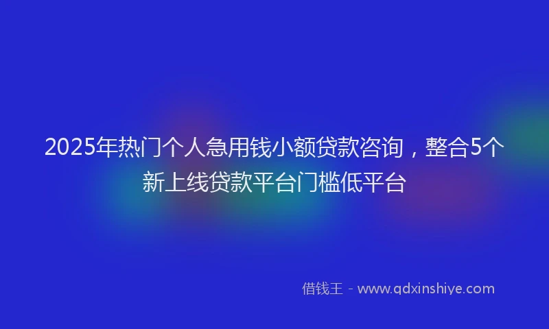 2025年热门个人急用钱小额贷款咨询，整合5个新上线贷款平台门槛低平台