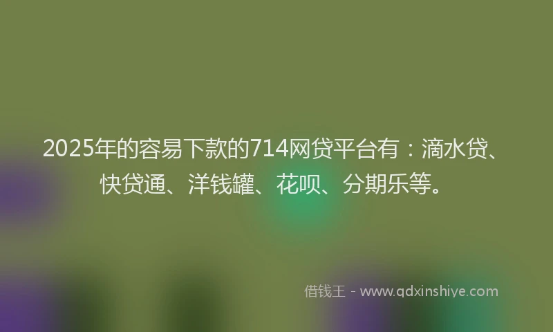 2025年的容易下款的714网贷平台有：滴水贷、快贷通、洋钱罐、花呗、分期乐等。