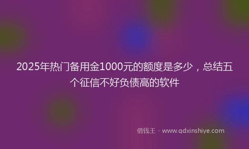2025年热门备用金1000元的额度是多少，总结五个征信不好负债高的软件
