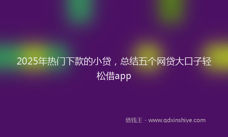 2025年热门下款的小贷，总结五个网贷大口子轻松借app
