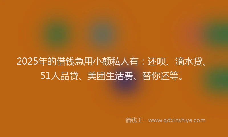 2025年的借钱急用小额私人有：还呗、滴水贷、51人品贷、美团生活费、替你还等。