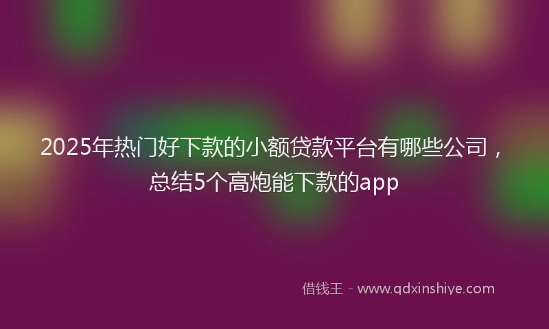 2025年热门好下款的小额贷款平台有哪些公司，总结5个高炮能下款的app