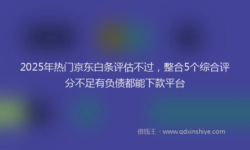 2025年热门京东白条评估不过，整合5个综合评分不足有负债都能下款平台
