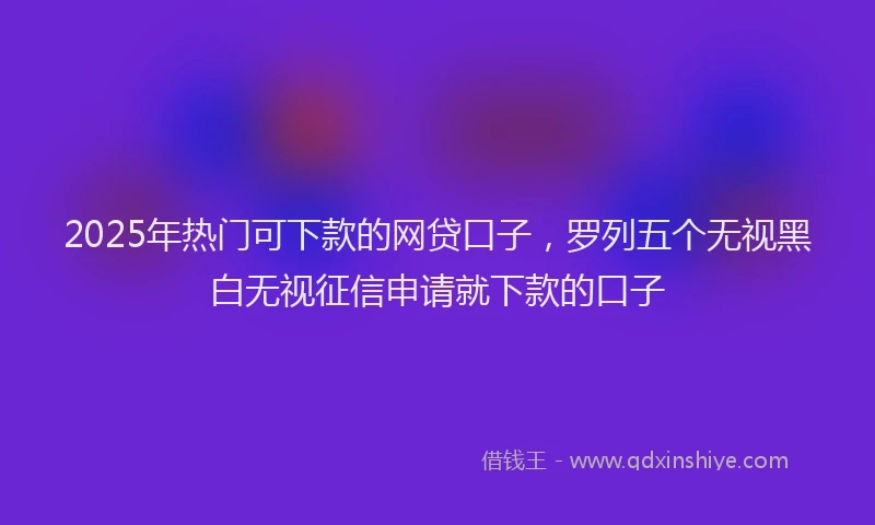 2025年热门可下款的网贷口子，罗列五个无视黑白无视征信申请就下款的口子