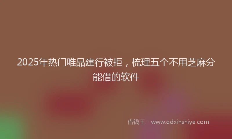 2025年热门唯品建行被拒，梳理五个不用芝麻分能借的软件