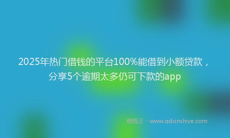 2025年热门借钱的平台100%能借到小额贷款，分享5个逾期太多仍可下款的app