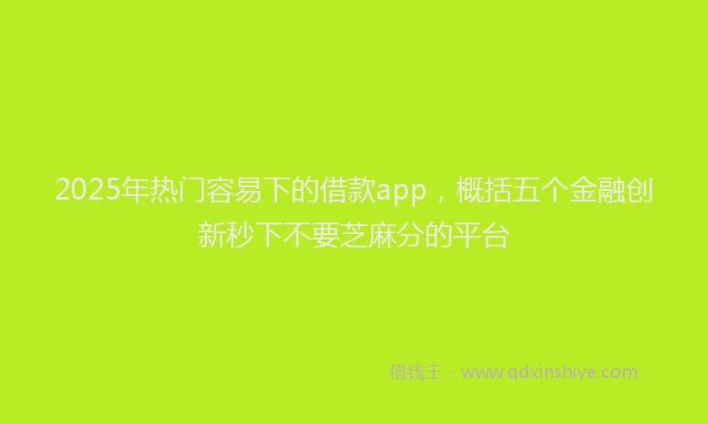 2025年热门容易下的借款app，概括五个金融创新秒下不要芝麻分的平台