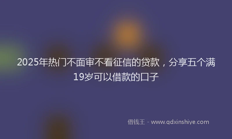 2025年热门不面审不看征信的贷款，分享五个满19岁可以借款的口子