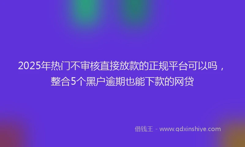 2025年热门不审核直接放款的正规平台可以吗，整合5个黑户逾期也能下款的网贷