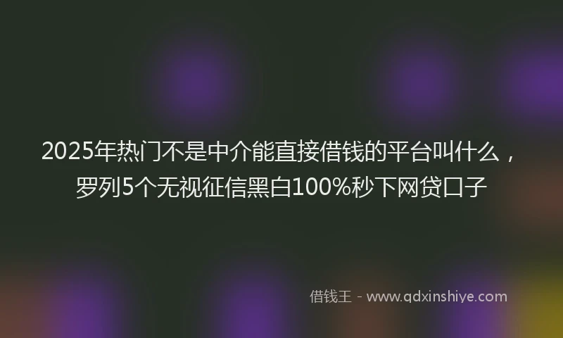 2025年热门不是中介能直接借钱的平台叫什么，罗列5个无视征信黑白100%秒下网贷口子