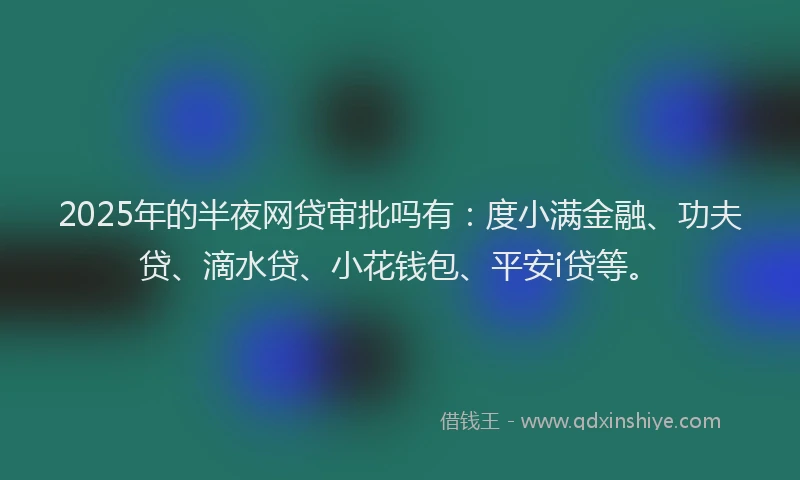 2025年的半夜网贷审批吗有：度小满金融、功夫贷、滴水贷、小花钱包、平安i贷等。
