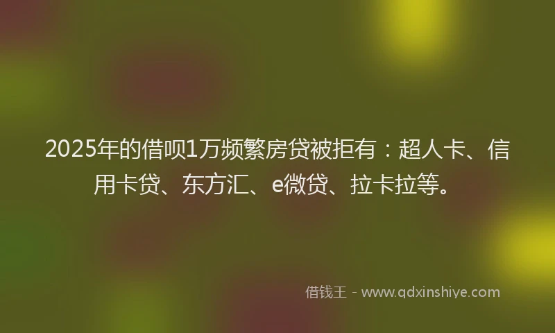 2025年的借呗1万频繁房贷被拒有：超人卡、信用卡贷、东方汇、e微贷、拉卡拉等。