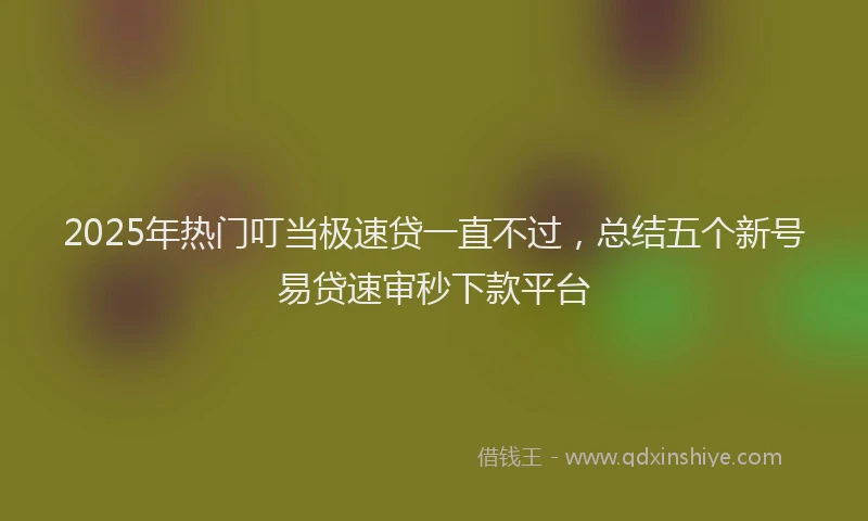 2025年热门叮当极速贷一直不过，总结五个新号易贷速审秒下款平台