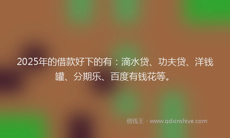 2025年的借款好下的有：滴水贷、功夫贷、洋钱罐、分期乐、百度有钱花等。