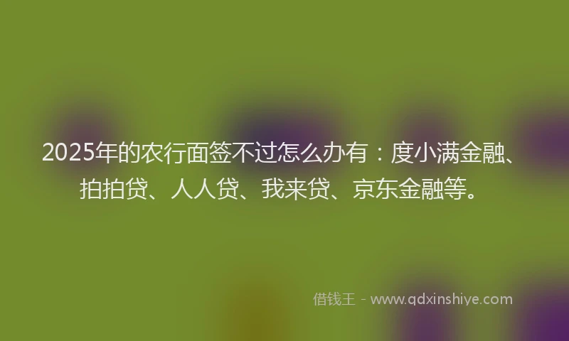 2025年的农行面签不过怎么办有：度小满金融、拍拍贷、人人贷、我来贷、京东金融等。