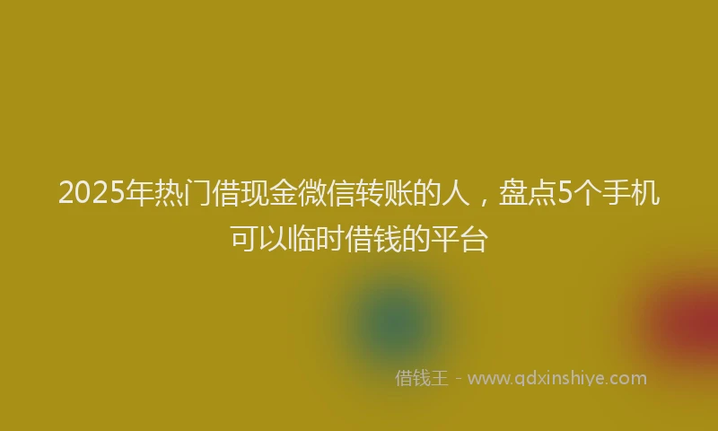 2025年热门借现金微信转账的人，盘点5个手机可以临时借钱的平台