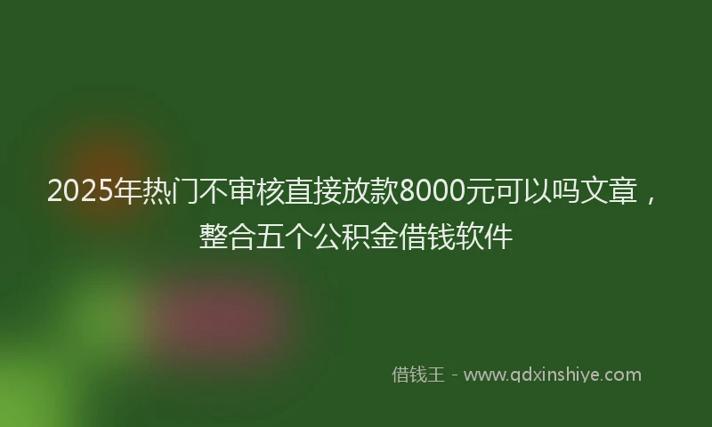 2025年热门不审核直接放款8000元可以吗文章，整合五个公积金借钱软件