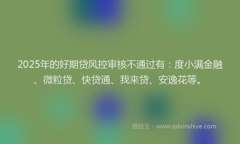 2025年的好期贷风控审核不通过有：度小满金融、微粒贷、快贷通、我来贷、安逸花等。