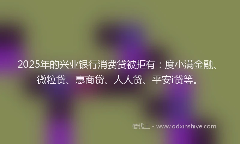 2025年的兴业银行消费贷被拒有：度小满金融、微粒贷、惠商贷、人人贷、平安i贷等。