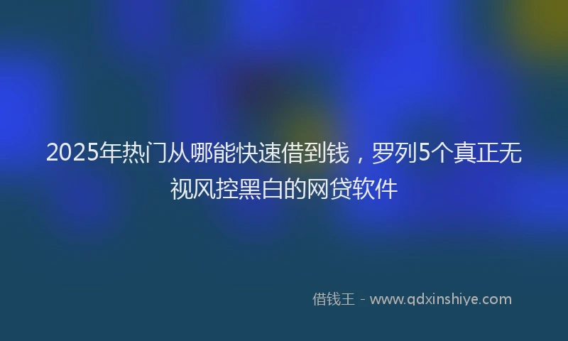 2025年热门从哪能快速借到钱，罗列5个真正无视风控黑白的网贷软件