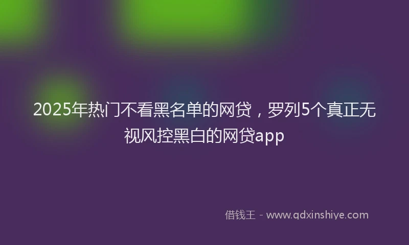 2025年热门不看黑名单的网贷，罗列5个真正无视风控黑白的网贷app