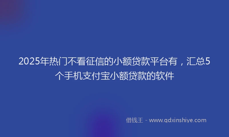 2025年热门不看征信的小额贷款平台有，汇总5个手机支付宝小额贷款的软件