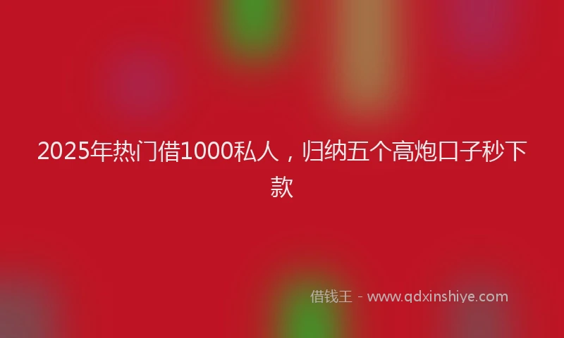 2025年热门借1000私人，归纳五个高炮口子秒下款