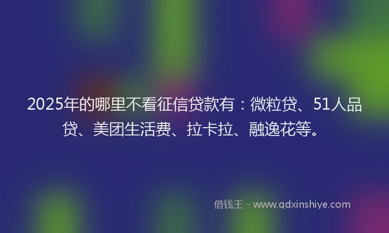 2025年的哪里不看征信贷款有：微粒贷、51人品贷、美团生活费、拉卡拉、融逸花等。