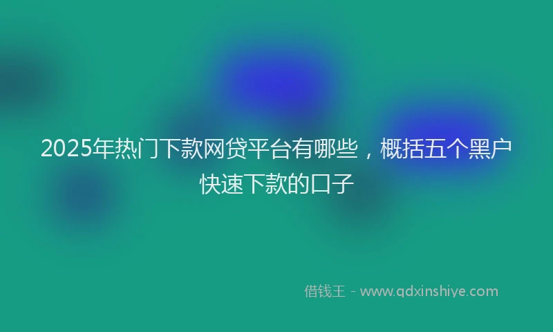 2025年热门下款网贷平台有哪些，概括五个黑户快速下款的口子