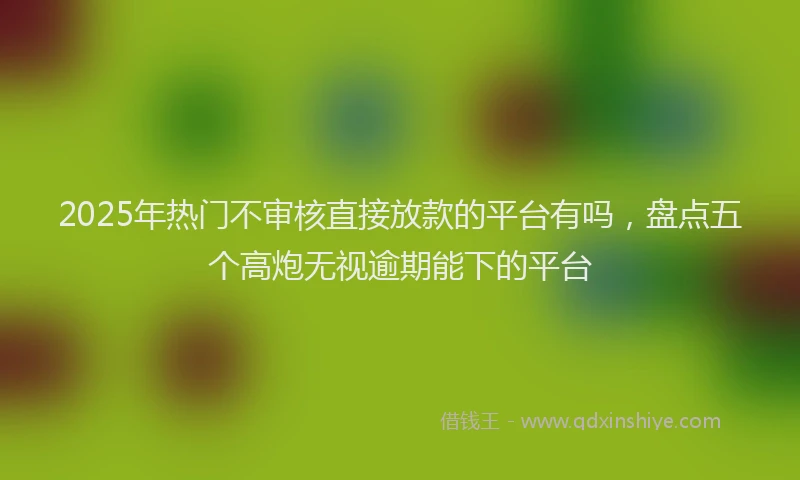 2025年热门不审核直接放款的平台有吗，盘点五个高炮无视逾期能下的平台
