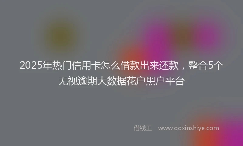 2025年热门信用卡怎么借款出来还款，整合5个无视逾期大数据花户黑户平台