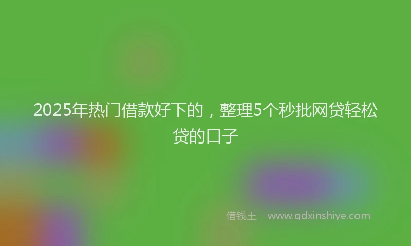 2025年热门借款好下的，整理5个秒批网贷轻松贷的口子