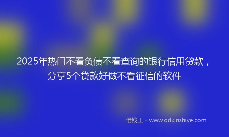 2025年热门不看负债不看查询的银行信用贷款，分享5个贷款好做不看征信的软件