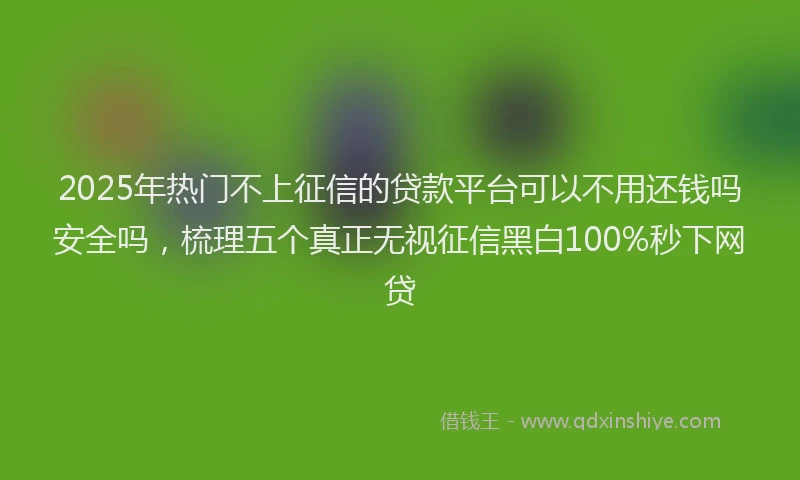 2025年热门不上征信的贷款平台可以不用还钱吗安全吗，梳理五个真正无视征信黑白100%秒下网贷