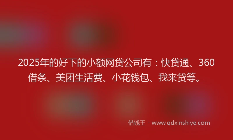 2025年的好下的小额网贷公司有：快贷通、360借条、美团生活费、小花钱包、我来贷等。