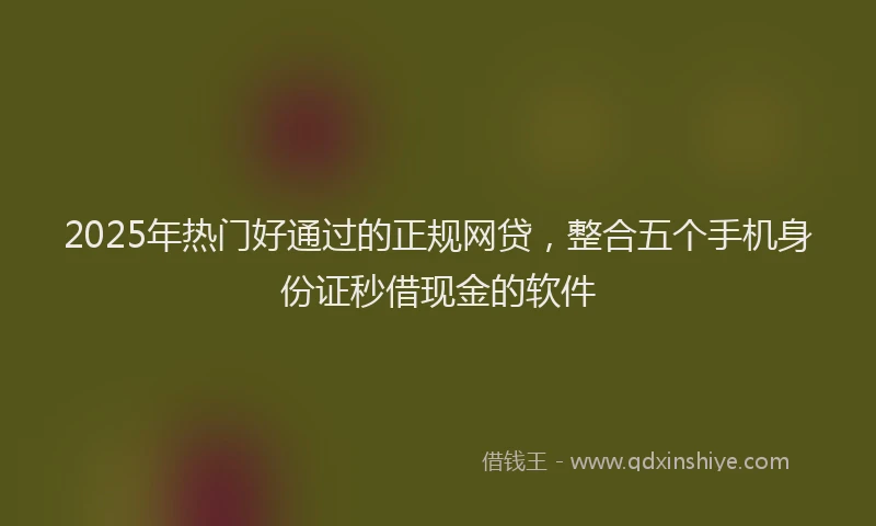 2025年热门好通过的正规网贷，整合五个手机身份证秒借现金的软件