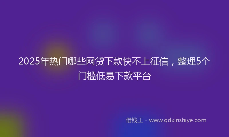 2025年热门哪些网贷下款快不上征信，整理5个门槛低易下款平台