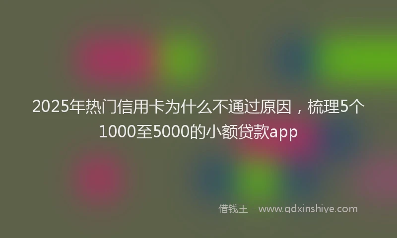 2025年热门信用卡为什么不通过原因，梳理5个1000至5000的小额贷款app