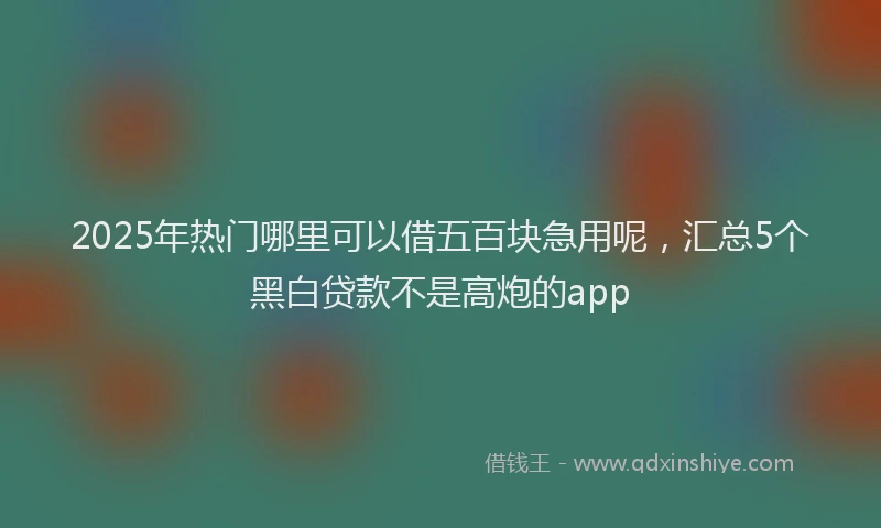 2025年热门哪里可以借五百块急用呢，汇总5个黑白贷款不是高炮的app