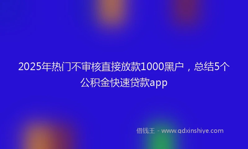 2025年热门不审核直接放款1000黑户，总结5个公积金快速贷款app