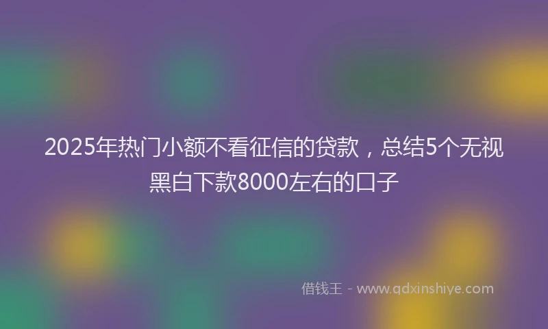 2025年热门小额不看征信的贷款，总结5个无视黑白下款8000左右的口子